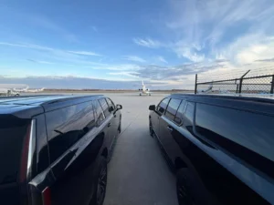 Luxury car service vehicle at night